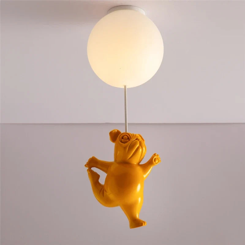 Creative animal dog ceiling lamp in resin for fun decor - One / D13cm