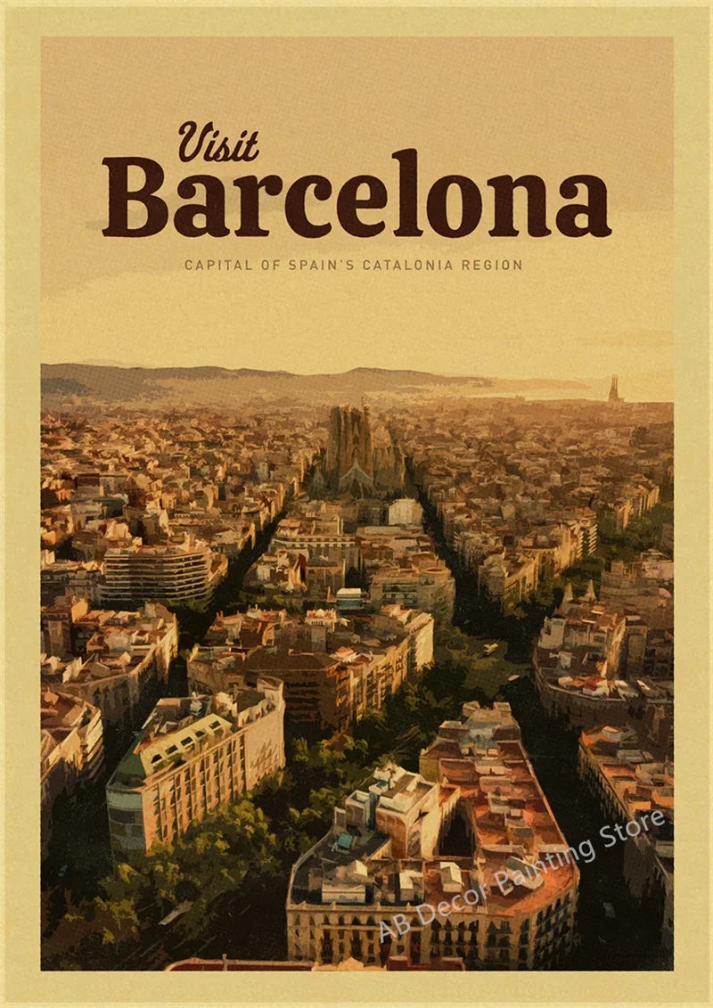 Vintage Travel Poster Wall Art for Tourism, Design 5 - 5 / A4 8,3 x 11,8 pouces