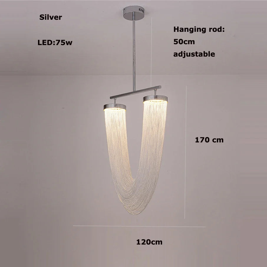 Chandelier art decorative led dimmable in gold-gold aluminium modern design elegance - Dimmable / Silver 1