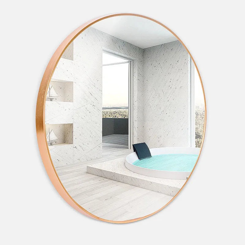 Modern round mirror with aluminum frame for wall decoration - view 3