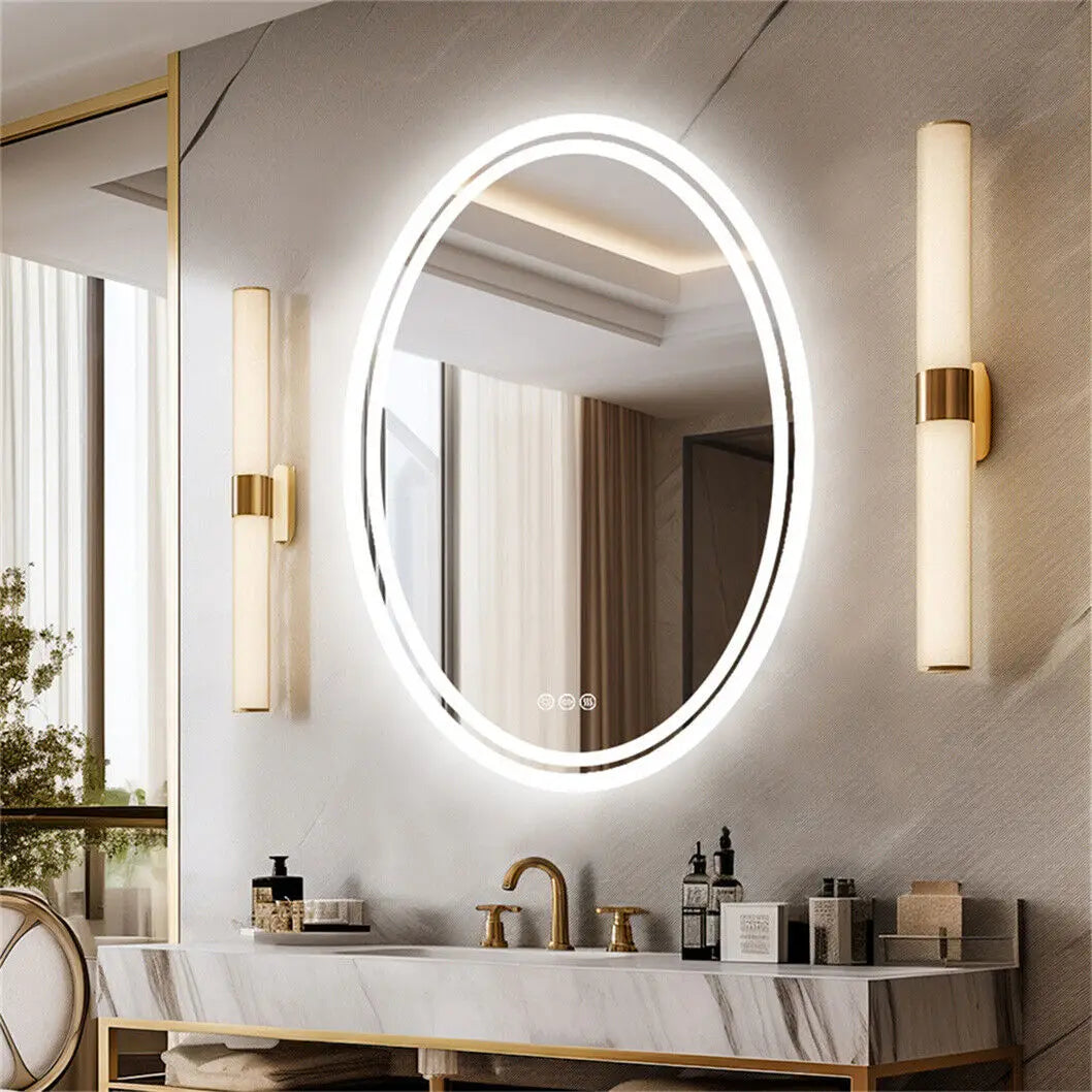 Light-filled oval mirror with anti-fog function and adjustable lighting - view 2