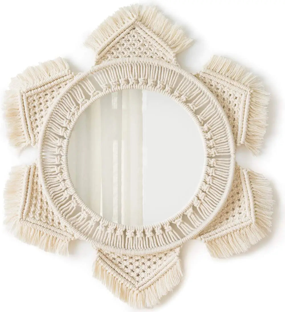 Wall mirror in macrame interior decoration bohemian style - Miroir mural M0864