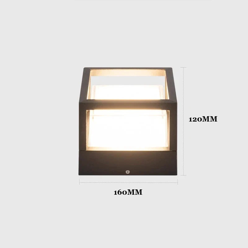 (WECUS) Nordic Garden Villa Pillar Light, Outdoor Courtyard Wall Light, Outdoor Waterproof Landscape Lawn Light - style 4 / Sand black / CHINA|warm light 12W