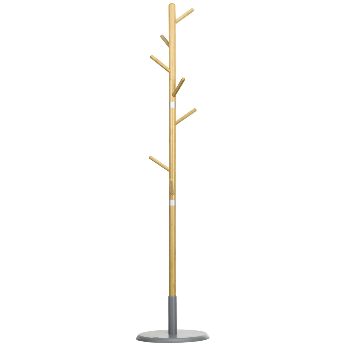 HOMCOM bamboo stand rack with 8 hooks Ø 37,8x175,6 cm Natural