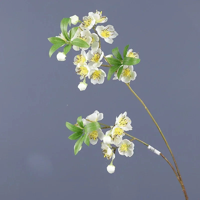 Artificial Silk Peach Flower Branch, 82 cm - White