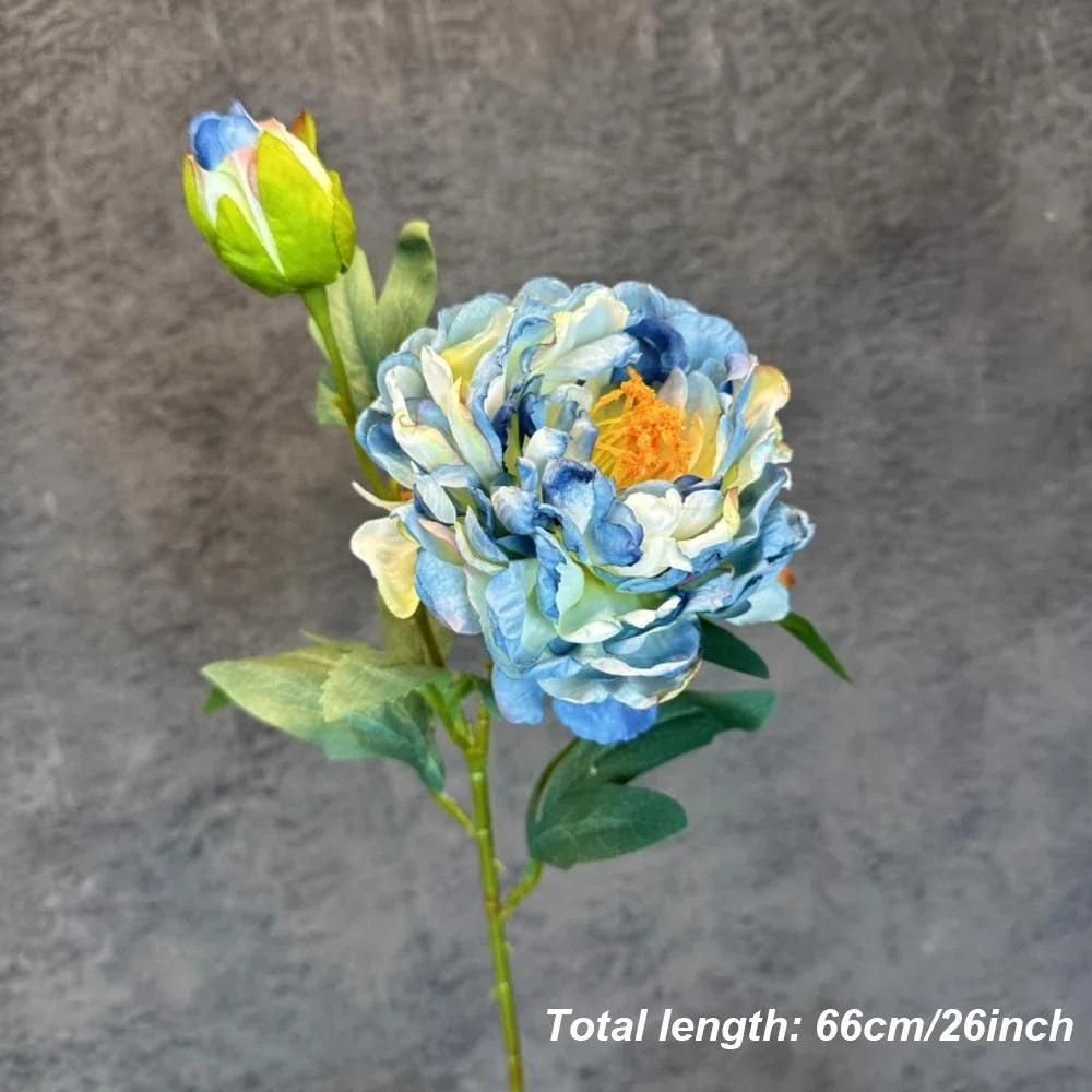 Artificial silk peonies bouquet for wedding and interior decoration - Blue B