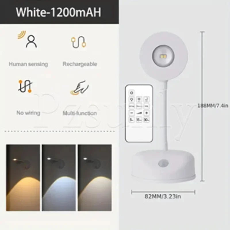 Wireless smart wall sconce with human detection and variable intensity - White remote control