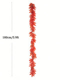 Artificial maple mural plants in autumn for festive decorations - 180cm Red