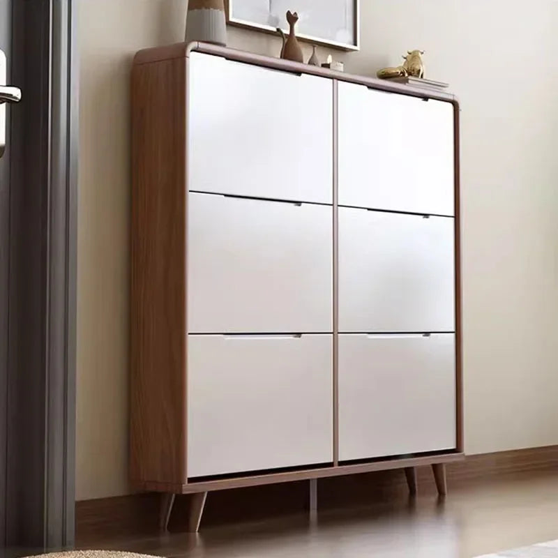 Minimalist vintage wooden shoe shelf and space gain - view 4