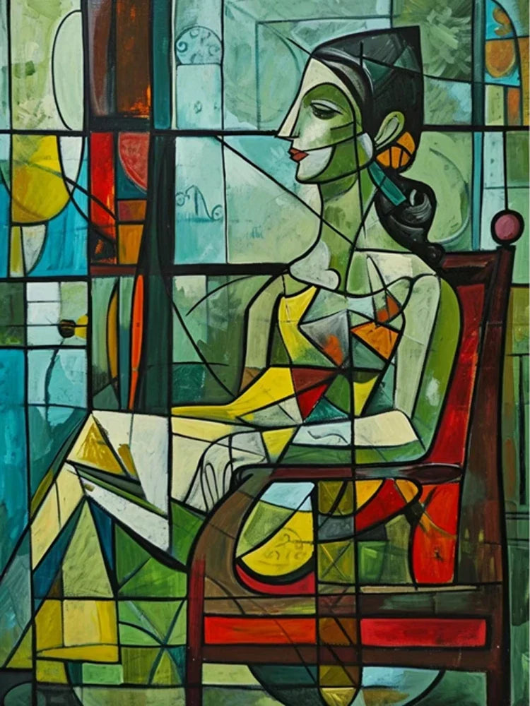 Abstract painting 5D woman style picasso diamond embroidery kit - HUA3161 / 40x50cm Round