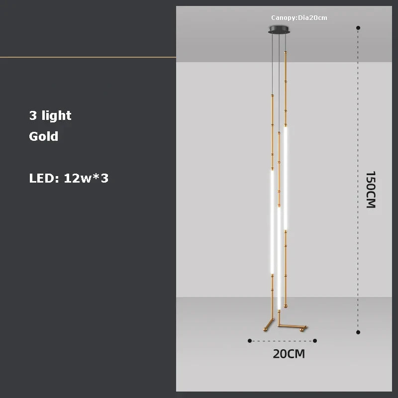 Chandelier in art decorative design suspended in led - 3 light Gold A / Neutral light