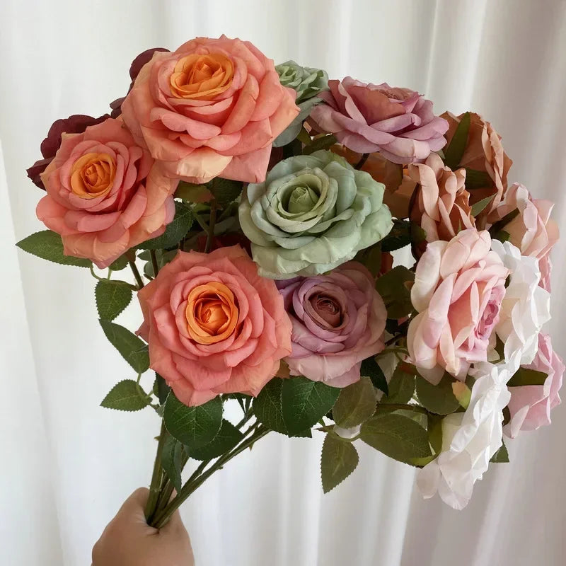 Artificial flowers in decorative pink velvet for indoor use - view 4
