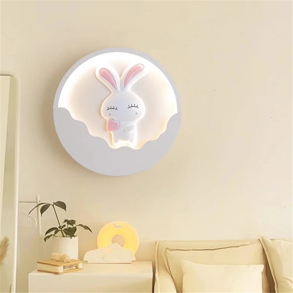Round wall sconce led bear and rabbit for children - view 3