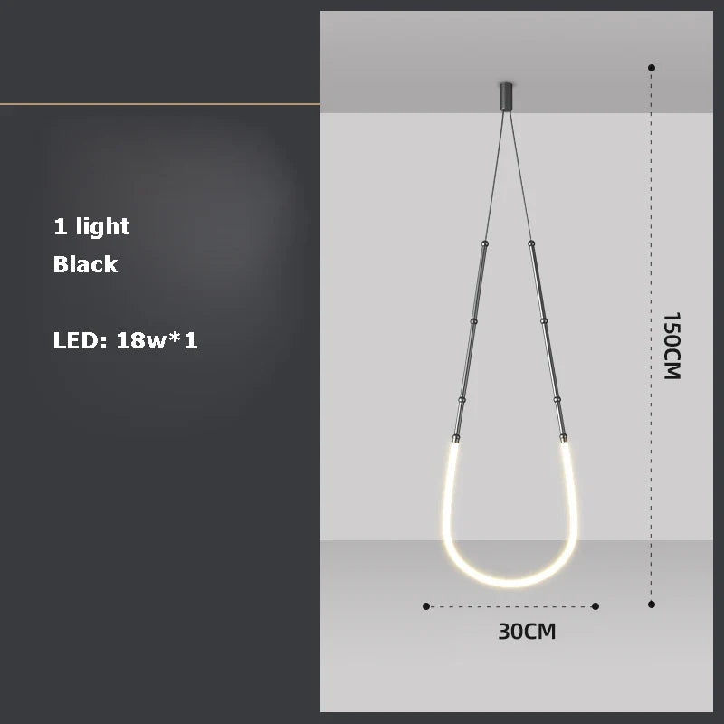 Chandelier in art decorative design suspended in led - 1 light Black B / Warm light