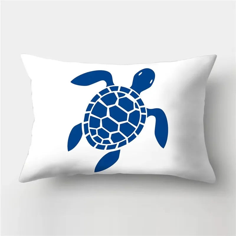 Soothing Blue Marine Animal Throw Pillow Cover 30x50cm