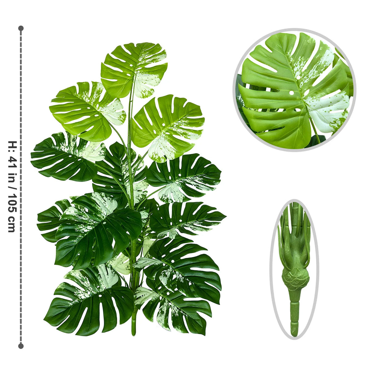 Artificial plant monstera with realistic leaves for interior decoration - 572-105