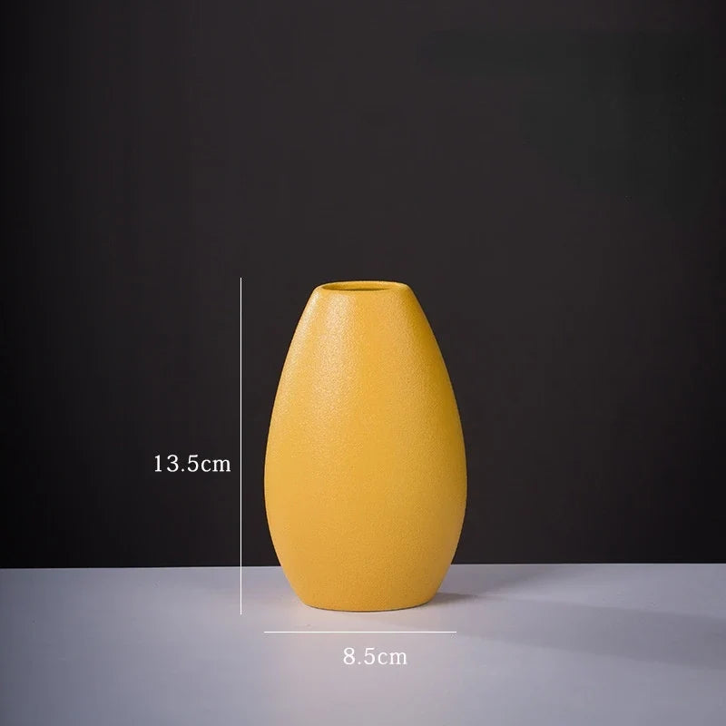 Ceramic Small Vase for Home Decoration, Simple and Modern, Round Flowers, Solid Color, New - 33