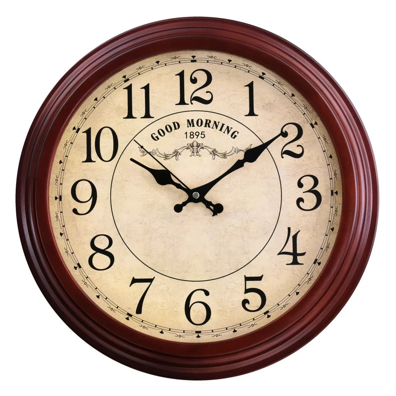 Silent wall clock customizable in retro modern wood - --Sequoia Color -34B