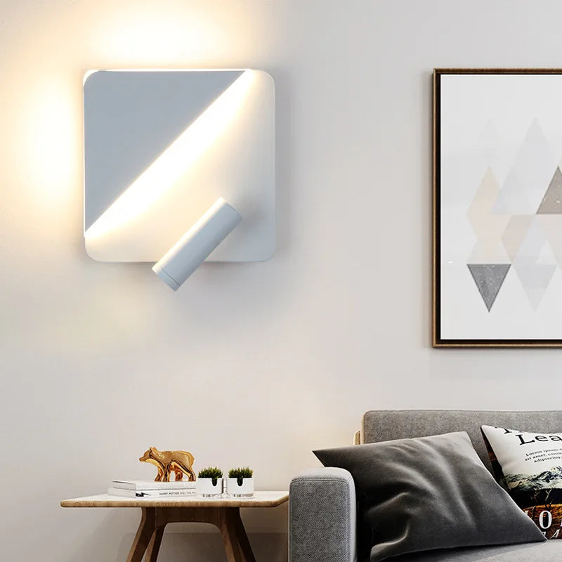 Modern wall sconce with rotary backlighting design switch - view 2