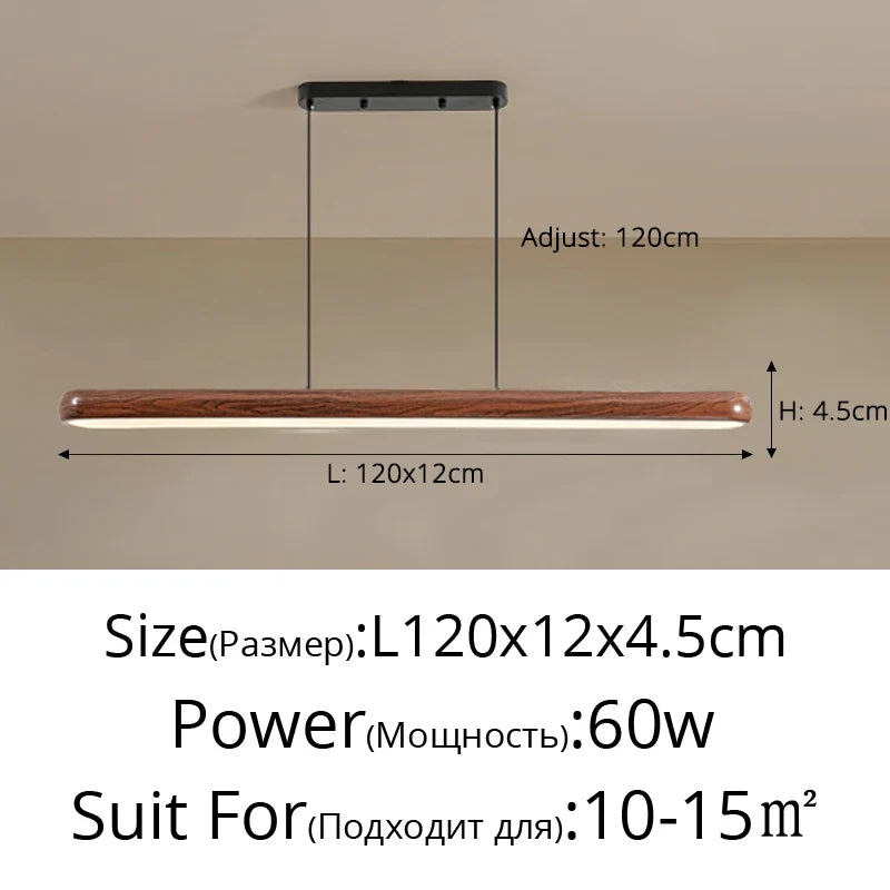 Minimalist Aisle Lights, Long Strips Creative Nordic Restaurant Lights Simple Walnut Color Porch Balcony Ceiling Lamps - Chandelier-L120x12cm / 3 Colors No Remote