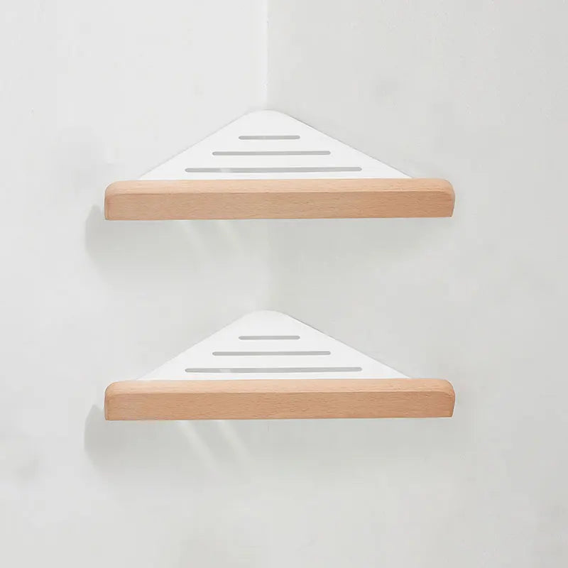 Wall Mount Floating Shelves, Wood and Aluminium, Storage Rack, Home decor, Living Room, Bedroom, Bathroom, Kitch - white 2