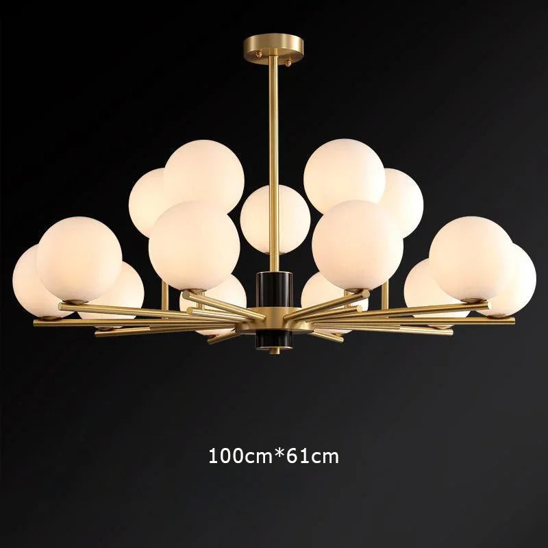 Nordic luxury pendant light in gold copper with white glass balls - 15 Heads / Warm White