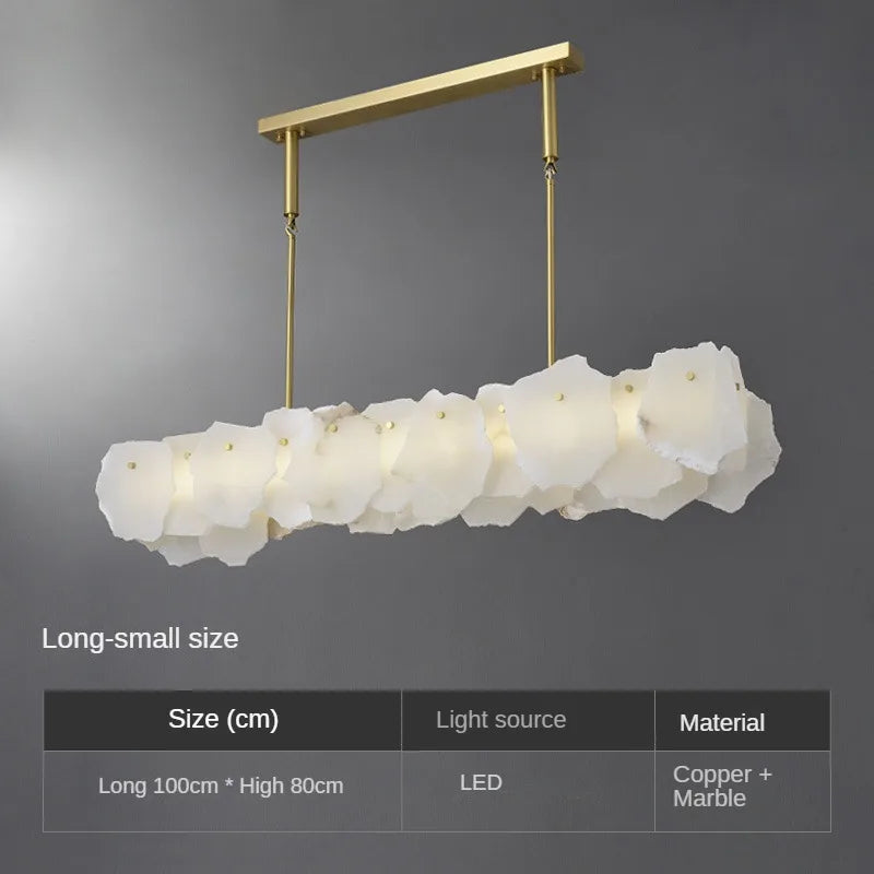 Natural copper marble chandelier for elegant interior decoration - L 100cm / Cool White