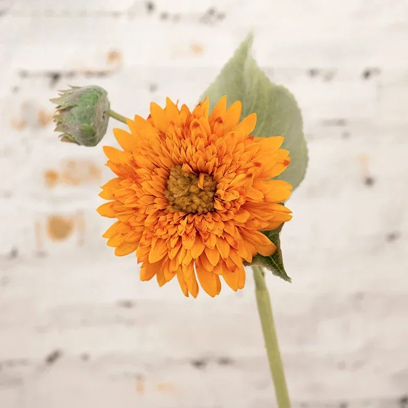 Artificial flowers retro double petal sunflowers interior decoration - Orange