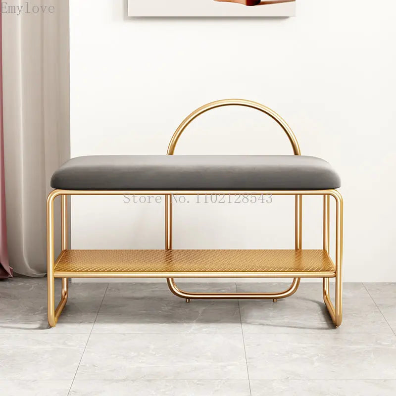 Trendy shoe bench with cushion and two-level shelf - 60cm 1