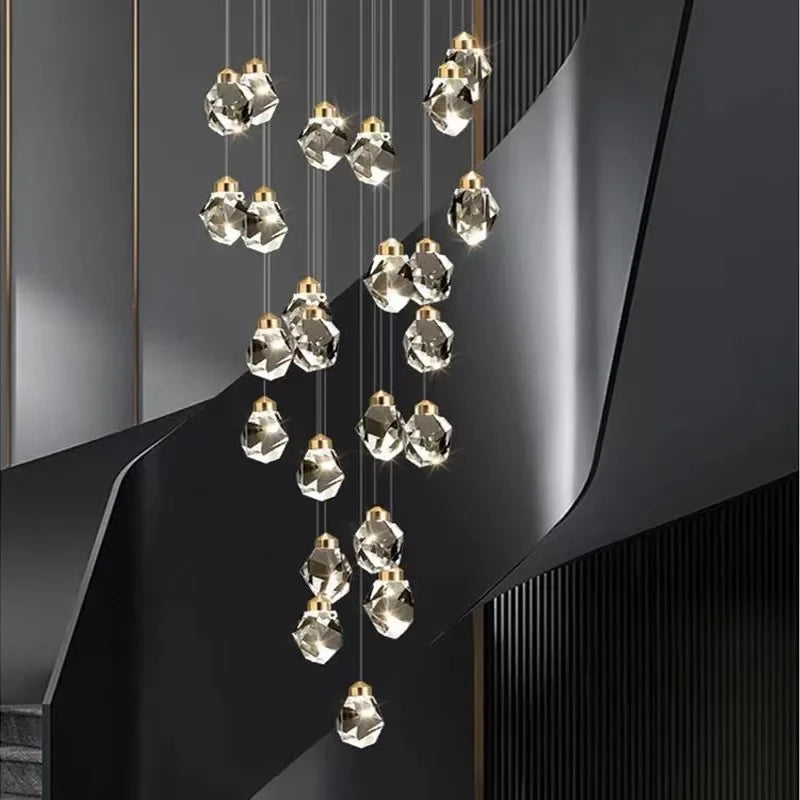 Led crystal chandelier design in modern and elegant copper