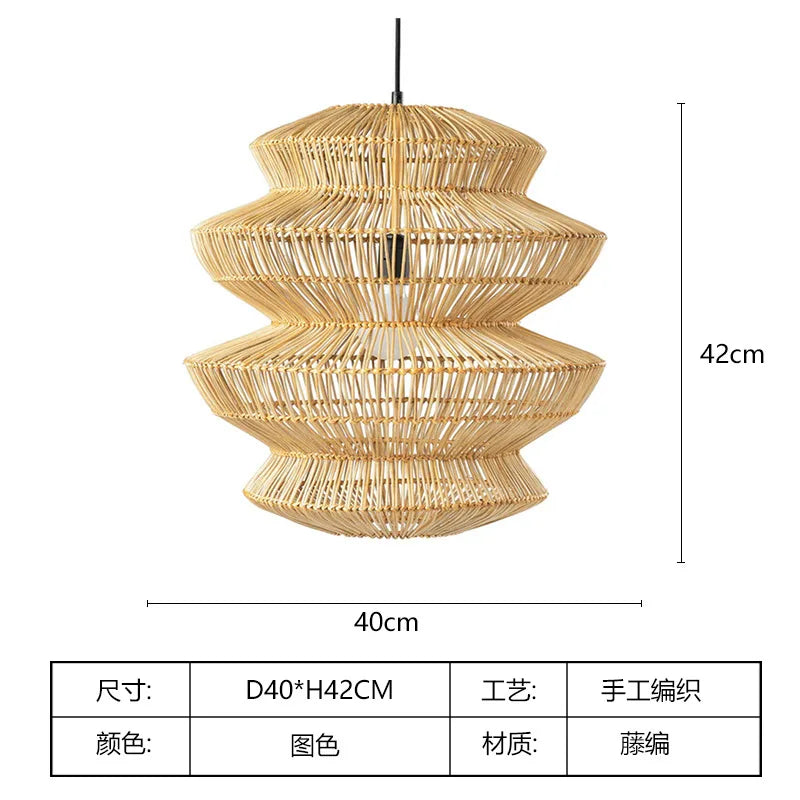 Chinese rattan pendant light for interior decoration - Model B Diameter 40 cm