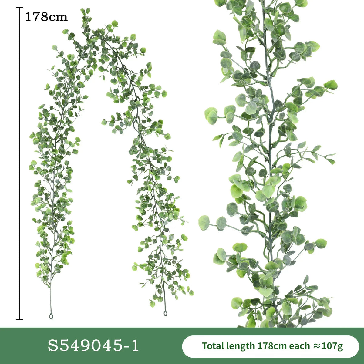 Artificial vine garlands for wedding decorations and DIY - (White Frost) / 1 Piece