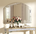 Large Silver Arched Wall Mirror, Silver Glass, Decorative Venetian Accent Mirror, Home Living Room decor, Bling Beveled Edge - Silver / 100x70cm