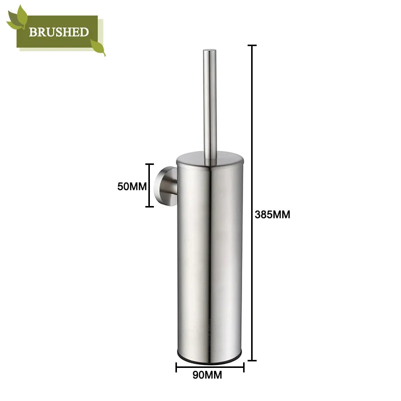 Stainless steel wall brush holder for cleaning and storage - Brushed