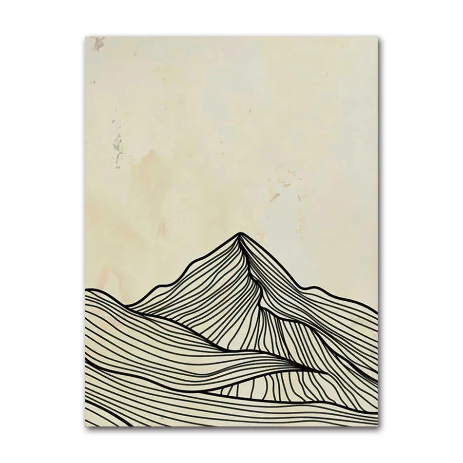 Modern Minimalist Sun and Mountain Line Wall Art Set of 3 - 61082-03 / A2 42x60cm No Frame