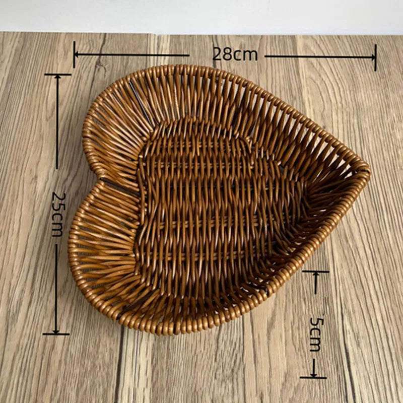 Woven rattan basket for fruit and decorative storage - L 28x25x5cm