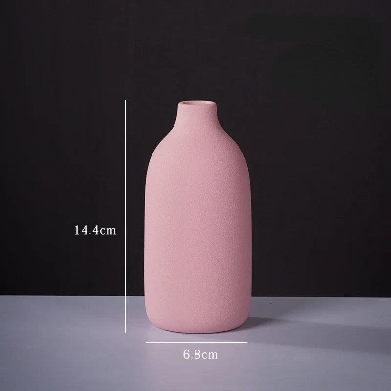 Ceramic Small Vase for Home Decoration, Simple and Modern, Round Flowers, Solid Color, New - 27