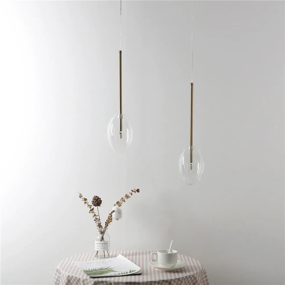 Transparent glass pendant light in the shape of decorative water drop - view 6