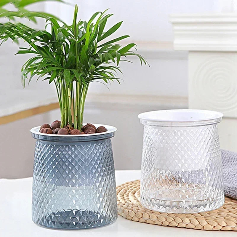 Self Watering Plant Pots, Lazy Hydroponic Water Absorbing Flower Pot, Mini Succulent Planter Tabletop Vase, Home bonsai decor