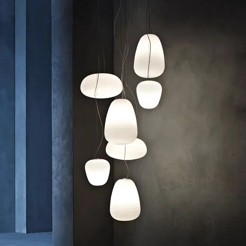 Modern Japanese style glass led pendant light for elegant interior - view 2