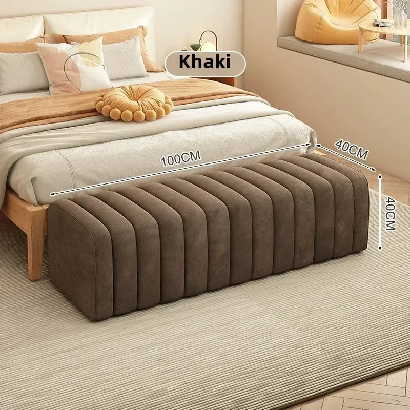 Modern design shoe bench with soft and comfortable footrest - Khaki Length 100CM