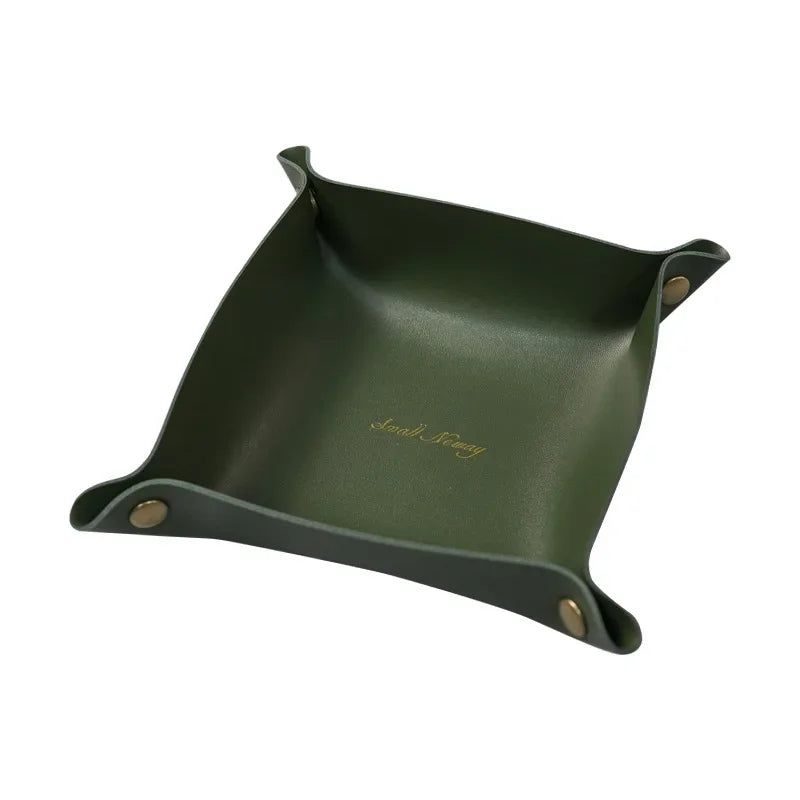 Nordic leather storage box for office and jewelry - Army Green / 20 20 cm