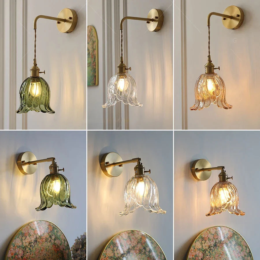Modern wall sconce in glass and vintage brass adjustable - view 6