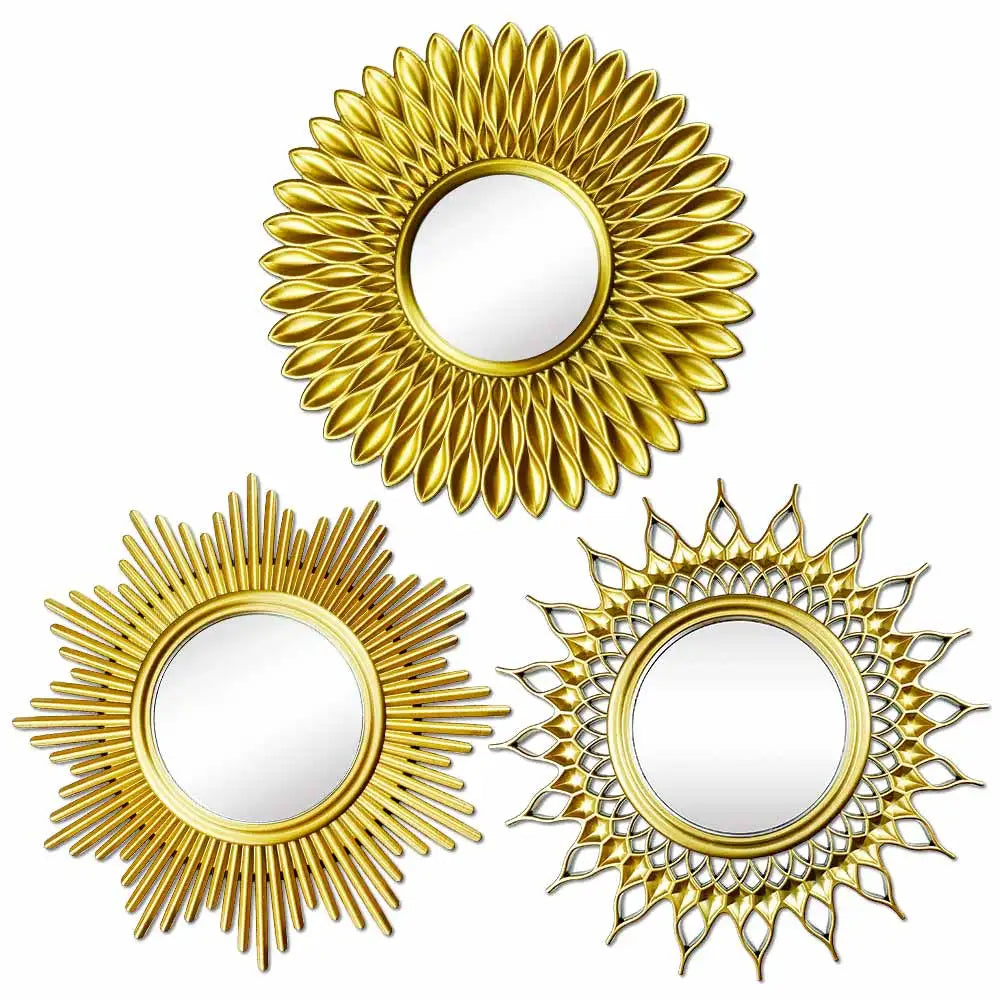 Decorative mirror wall mirror vintage boho for interior decoration - Sun Mirror Golden 03