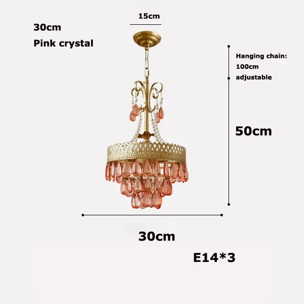 Crystal led chandelier pink tear shape 2024 elegant modern light - Dimmable / 30cm pink