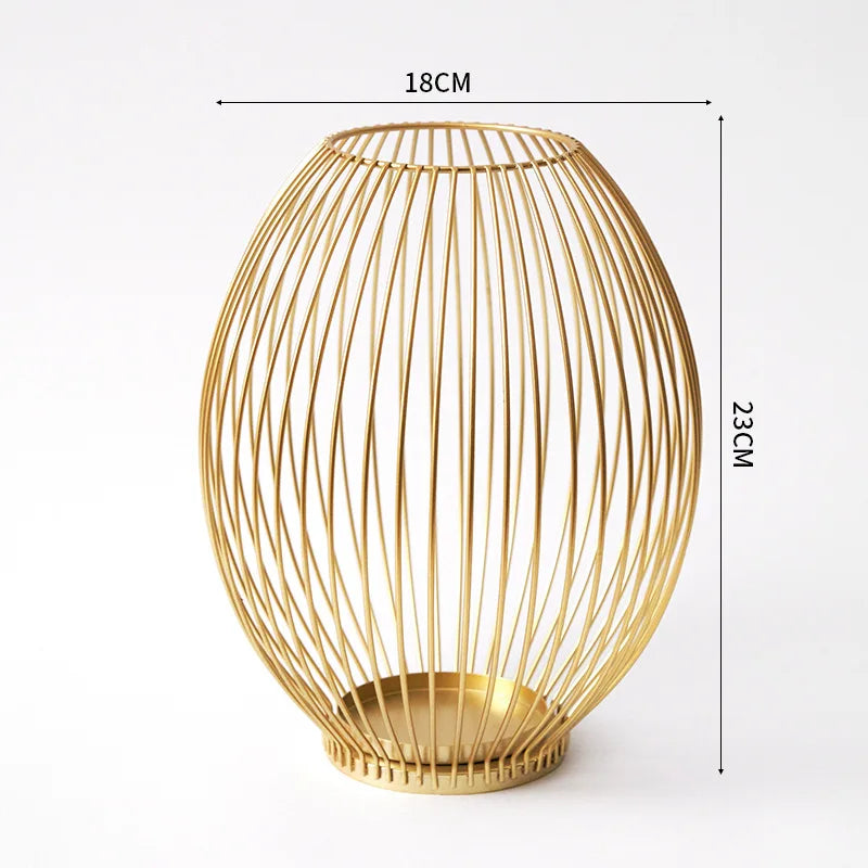 European Metal Lantern Candlestick,Arts and crafts ornaments,Gold Black Candle Holder,Home Decoration - Gold L