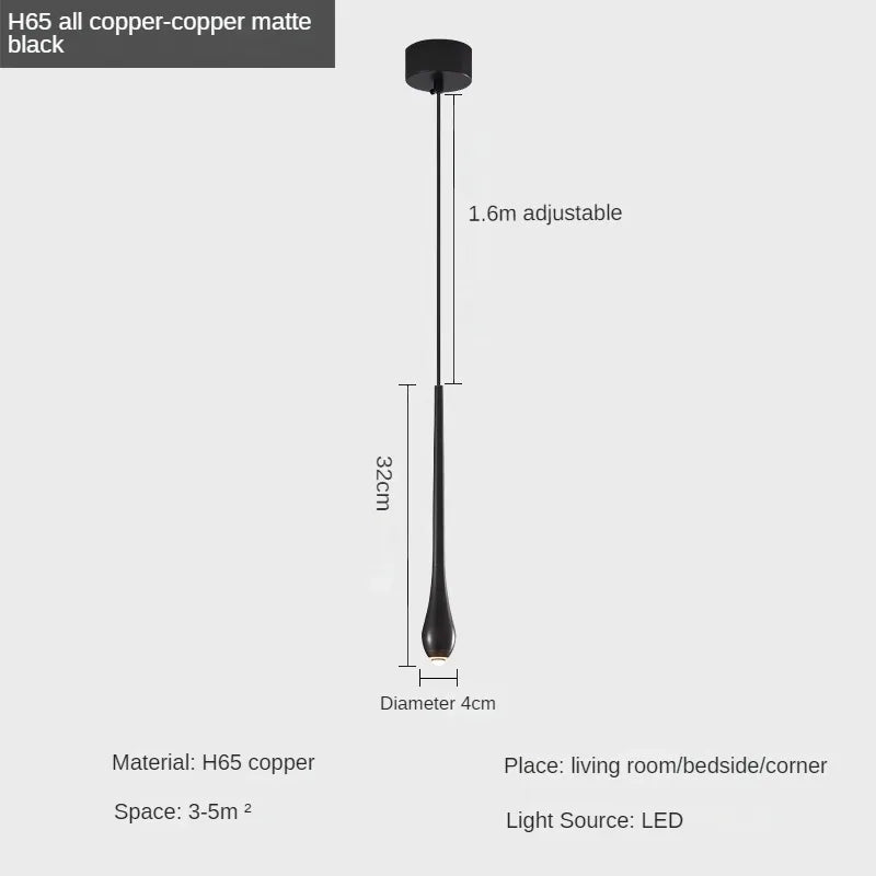 Modern hanging in the form of decorative copper water drop - Black-A1 / 3 modifiables