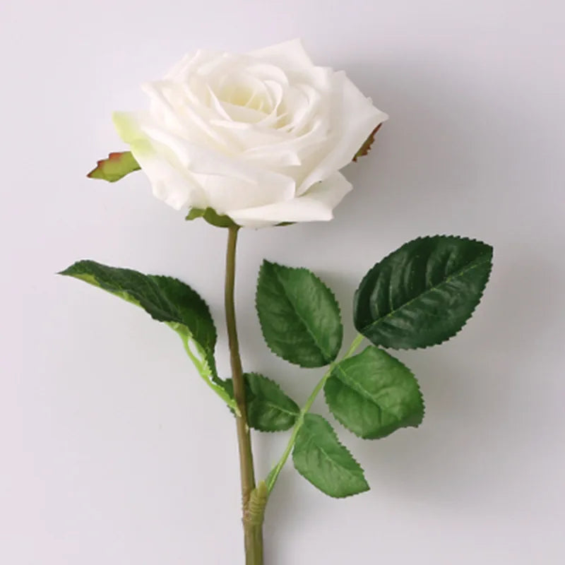 Artificial latex rose flowers for elegant decoration - White