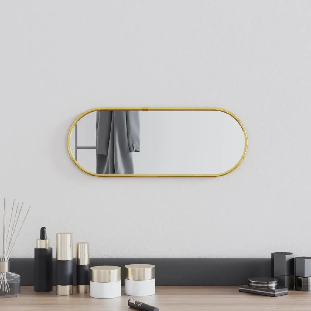 Gold oval wall mirror for elegant interior decoration - view 2