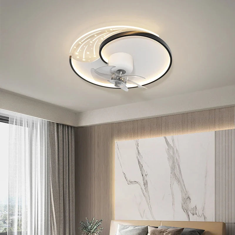 Modern ceiling lamp with mobile fan and smart lighting - view 6